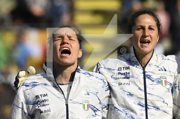 2023-04-11 - Elena Linari and Francesca Durante of Italy Women  during the International Friendly Match between Italy Women and Colombia Women at the Stadio Tre Fontane on 11th of April, 2023 in Rome, Italy. - ITALY WOMEN VS COLOMBIA - FRIENDLY MATCH - SOCCER