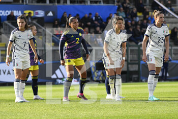 2023-04-11 - Sofia Cantore of Italy Women, Manuela Vanegas of Colombia Women, Valentina Giacinti and Cecilia Salvai of Italy Women  during the International Friendly Match between Italy Women and Colombia Women at the Stadio Tre Fontane on 11th of April, 2023 in Rome, Italy. - ITALY WOMEN VS COLOMBIA - FRIENDLY MATCH - SOCCER