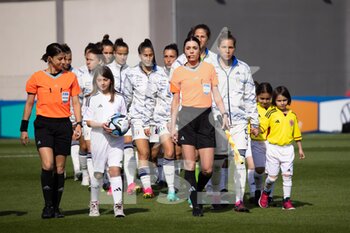 2023-04-11 - Referees Zoe Stavrou (CFA), sin, the assistant referee and the team of Italy Women enter the field during the International Friendly Match between Italy Women and Colombia Women at the Stadio Tre Fontane on 11th of April, 2023 in Rome, Italy. ©Photo: Cinzia Camela. - ITALY WOMEN VS COLOMBIA - FRIENDLY MATCH - SOCCER