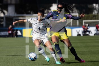 2023-04-11 - Lucia Di Guglielmo and Matilde Pavan of Italy women and Mayra Ramirez of Colombia women in action during the International friendly match between Italy women and Colombia women at Stadio Tre Fontane on April 11, 2023 in Rome, Italy. ©Photo: Cinzia Camela. - ITALY WOMEN VS COLOMBIA - FRIENDLY MATCH - SOCCER