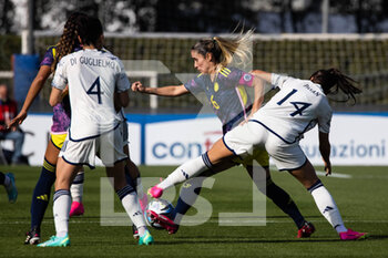 2023-04-11 - Matilde Pavan of Italy women compete for the ball with Daniela Montoya of Colombia during the International friendly match between Italy women and Colombia women at Stadio Tre Fontane on April 11, 2023 in Rome, Italy. ©Photo: Cinzia Camela. - ITALY WOMEN VS COLOMBIA - FRIENDLY MATCH - SOCCER