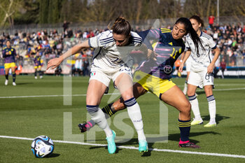 2023-04-11 - Cecilia Salvai, Manuela Giugliano of Italy women and Catalina Usme of Colombia women in action during the International friendly match between Italy women and Colombia women at Stadio Tre Fontane on April 11, 2023 in Rome, Italy. ©Photo: Cinzia Camela. - ITALY WOMEN VS COLOMBIA - FRIENDLY MATCH - SOCCER