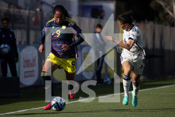 2023-04-11 - Maira Ramirez of Colombia women and Lucia Di Guglielmo of Italy women in action during the International friendly match between Italy women and Colombia women at Stadio Tre Fontane on April 11, 2023 in Rome, Italy. ©Photo: Cinzia Camela. - ITALY WOMEN VS COLOMBIA - FRIENDLY MATCH - SOCCER