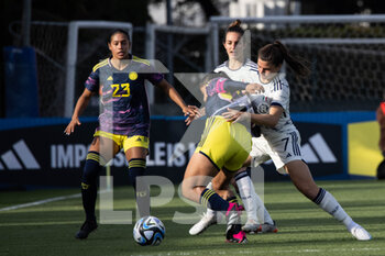 2023-04-11 - Sofia Cantore of Italy women and Catalina Usme of Colombia women compete for the ball during the International friendly match between Italy women and Colombia women at Stadio Tre Fontane on April 11, 2023 in Rome, Italy. ©Photo: Cinzia Camela. - ITALY WOMEN VS COLOMBIA - FRIENDLY MATCH - SOCCER