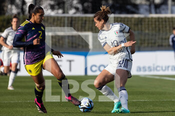 2023-04-11 - Cristiana Girelli of Italy women and Manuela Vanegas of Colombia in action during the International friendly match between Italy women and Colombia women at Stadio Tre Fontane on April 11, 2023 in Rome, Italy. ©Photo: Cinzia Camela. - ITALY WOMEN VS COLOMBIA - FRIENDLY MATCH - SOCCER