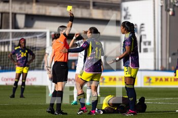 2023-04-11 - Monica Ramos of Colombia women receives a yellow card  during the International friendly match between Italy women and Colombia women at Stadio Tre Fontane on April 11, 2023 in Rome, Italy. ©Photo: Cinzia Camela. - ITALY WOMEN VS COLOMBIA - FRIENDLY MATCH - SOCCER