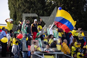 2023-04-11 - Colombian supporters during the International friendly match between Italy women and Colombia women at Stadio Tre Fontane on April 11, 2023 in Rome, Italy. ©Photo: Cinzia Camela. - ITALY WOMEN VS COLOMBIA - FRIENDLY MATCH - SOCCER