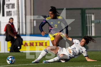 2023-04-11 - Manuela Vanegas of Colombia women and Sofia Cantore of Italy in action during the International friendly match between Italy women and Colombia women at Stadio Tre Fontane on April 11, 2023 in Rome, Italy. ©Photo: Cinzia Camela. - ITALY WOMEN VS COLOMBIA - FRIENDLY MATCH - SOCCER