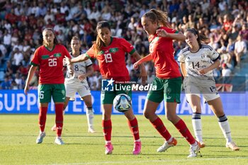 2023-07-01 - Giulia Dragoni of Italy, Anissa Lahmari, Sakina Ouzraoui and Yasmin Mrabet of Morocco in action during the Women´s International Friendly match between Italy and Morocco at Stadio Paolo Mazza on July 01, 2023 in Ferrara, Italy. ©Photo: Cinzia Camela. - ITALY WOMEN VS MOROCCO - FRIENDLY MATCH - SOCCER