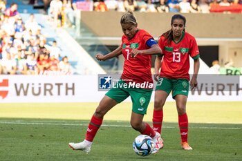 2023-07-01 - Ghizlane Chebbak and Sabah Seghir of Morocco in action at the Women´s International Friendly match between Italy and Morocco at Stadio Paolo Mazza on July 01, 2023 in Ferrara, Italy. ©Photo: Cinzia Camela. - ITALY WOMEN VS MOROCCO - FRIENDLY MATCH - SOCCER