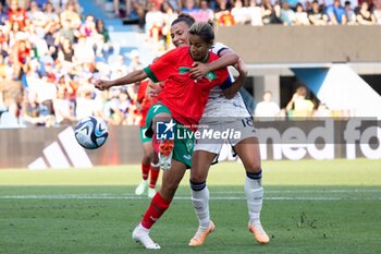 2023-07-01 - Arianna Caruso of Italy and Ghizlane Chebbak of Morocco in action at the Women´s International Friendly match between Italy and Morocco at Stadio Paolo Mazza on July 01, 2023 in Ferrara, Italy. ©Photo: Cinzia Camela. - ITALY WOMEN VS MOROCCO - FRIENDLY MATCH - SOCCER