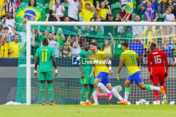 2023-06-20 - Lucas Paqueta of Brazil celebrates his goal 1-0 during the International Friendly Football match between Brazil and Senegal on June 20, 2023 at Jose Alvalade stadium in Lisbon, Portugal - FOOTBALL - FRIENDLY GAME - BRAZIL V SENEGAL - FRIENDLY MATCH - SOCCER