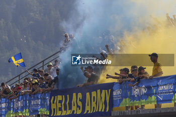 2023-07-16 - Hellas Verona fans show their support during Hellas Verona vs US Primiero, 1° frendly match Serie A Tim 2023-24, at Stadio intercomunale di Mezzano (TN), Italy, on July 16, 2023. - VERONA VS PRIMIERO - FRIENDLY MATCH - SOCCER