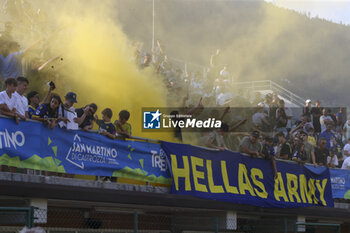 2023-07-16 - Hellas Verona fans show their support during Hellas Verona vs US Primiero, 1° frendly match Serie A Tim 2023-24, at Stadio intercomunale di Mezzano (TN), Italy, on July 16, 2023. - VERONA VS PRIMIERO - FRIENDLY MATCH - SOCCER
