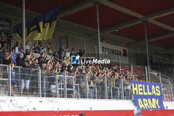 2023-08-05 - Hellas Verona fans show their support during FC Heidenheim vs Hellas Verona FC, 11° Max LIEber Cup, at Voith-Arena of Heidenheim, Germany, on August 05, 2023. - FC HEIDENHEIM VS HELLAS VERON - FRIENDLY MATCH - SOCCER