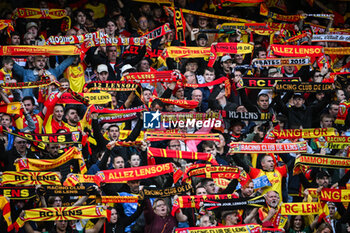 2023-08-02 - Supporters of Lens during the pre-season friendly football match between RC Lens and Torino FC on August 2, 2023 at Bollaert-Delelis stadium in Lens, France - FOOTBALL - FRIENDLY GAME - LENS V TORINO - FRIENDLY MATCH - SOCCER