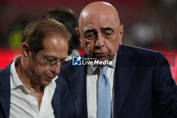 2023-08-08 - Adriano Galliani and Paolo Berlusconi during the Trofeo Silvio Berlusconi, Silvio Berlusconi Trophy, football match between AC Monza and AC Milan on August 8, 2023 at U-Power Stadium in Monza, Italy - FOOTBALL - SILVIO BERLUSCONI TROPHY - AC MONZA V AC MILAN - FRIENDLY MATCH - SOCCER