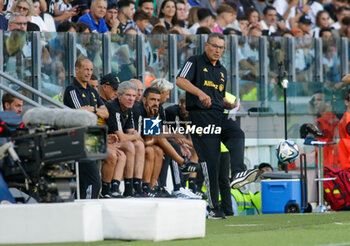 2023-08-09 - Massimiliano Allegri, Manager of Juventus and staff during the pre-season test match between Juventus Fc and Juventus NextGen U23 on 09 August 2023 at Juventus Stadium, Turin, taly. Photo Nderim Kaceli - JUVENTUS FC VS JUVENTUS U23 NEXT GEN - FRIENDLY MATCH - SOCCER