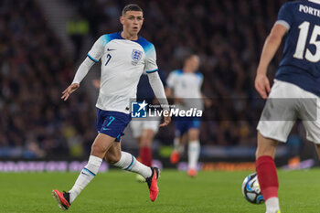 2023-09-12 - Phil Foden of England during the 150th Anniversary Heritage Match match between Scotland and England at The National Stadium, 12/09/2023, Hampden Park, Glasgow - FOOTBALL - FRIENDLY GAME - SCOTLAND V ENGLAND - FRIENDLY MATCH - SOCCER