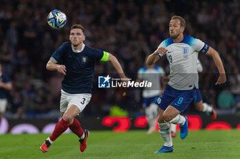 2023-09-12 - Captains Andy Robertson of Scotland & Harry Kane of England during the 150th Anniversary Heritage Match match between Scotland and England at The National Stadium, 12/09/2023, Hampden Park, Glasgow - FOOTBALL - FRIENDLY GAME - SCOTLAND V ENGLAND - FRIENDLY MATCH - SOCCER
