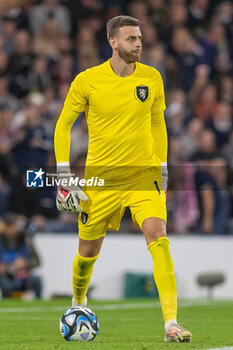 2023-09-12 - Angus Gunn of Scotland during the 150th Anniversary Heritage Match match between Scotland and England at The National Stadium, 12/09/2023, Hampden Park, Glasgow - FOOTBALL - FRIENDLY GAME - SCOTLAND V ENGLAND - FRIENDLY MATCH - SOCCER