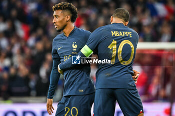 2023-10-17 - Kingsley COMAN of France celebrate his goal with Kylian MBAPPE of France during the International Friendly football match between France and Scotland on October 17, 2023 at Pierre Mauroy stadium in Villeneuve-d'Ascq near Lille, France - FOOTBALL - FRIENDLY GAME - FRANCE V SCOTLAND - FRIENDLY MATCH - SOCCER