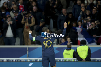 2023-10-17 - Kylian Mbappe of France celebrates his goal during the International Friendly football match between France and Scotland on October 17, 2023 at Stade Pierre Mauroy in Villeneuve-d'Ascq near Lille, France - FOOTBALL - FRIENDLY GAME - FRANCE V SCOTLAND - FRIENDLY MATCH - SOCCER