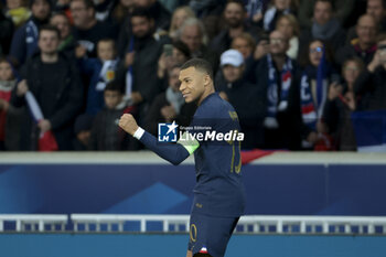 2023-10-17 - Kylian Mbappe of France celebrates his goal during the International Friendly football match between France and Scotland on October 17, 2023 at Stade Pierre Mauroy in Villeneuve-d'Ascq near Lille, France - FOOTBALL - FRIENDLY GAME - FRANCE V SCOTLAND - FRIENDLY MATCH - SOCCER