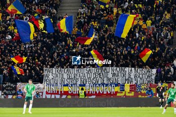 2023-12-11 - Message of Romanian fans during the International Friendly football match between Romania and Northern Ireland on March 22, 2024 at Arena Nationala in Bucharest, Romania - FOOTBALL - FRIENDLY GAME - ROMANIA V NORTHERN IRELAND - FRIENDLY MATCH - SOCCER