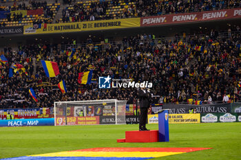 2023-12-11 - Singer of the Romanian National Anthem during the International Friendly football match between Romania and Northern Ireland on March 22, 2024 at Arena Nationala in Bucharest, Romania - FOOTBALL - FRIENDLY GAME - ROMANIA V NORTHERN IRELAND - FRIENDLY MATCH - SOCCER