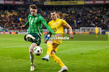 2023-12-11 - Valentin Mihaila of Romania and Conor Bradley of Northern Ireland during the International Friendly football match between Romania and Northern Ireland on March 22, 2024 at Arena Nationala in Bucharest, Romania - FOOTBALL - FRIENDLY GAME - ROMANIA V NORTHERN IRELAND - FRIENDLY MATCH - SOCCER