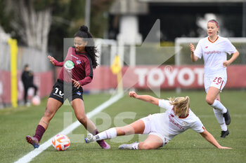 2023-02-08 - Cristina Sena Das Neves Tatiely of Pomigliano Calcio Femminile and Zara Kramzar of AS Roma Women during the second leg of the quarterfinal match of the Women's Italian Cup between A.S. Roma vs Pomigliano Calcio Donne on February 8, 2023 at Stadio Tre Fontane, Rome, Italy. - ROMA WOMEN VS POMIGLIANO FEMMINILE - WOMEN ITALIAN CUP - SOCCER