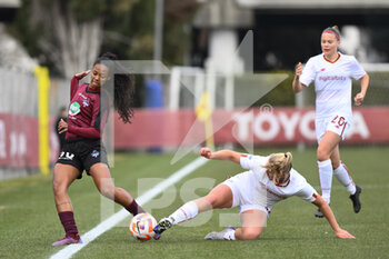 2023-02-08 - Cristina Sena Das Neves Tatiely of Pomigliano Calcio Femminile and Zara Kramzar of AS Roma Women during the second leg of the quarterfinal match of the Women's Italian Cup between A.S. Roma vs Pomigliano Calcio Donne on February 8, 2023 at Stadio Tre Fontane, Rome, Italy. - ROMA WOMEN VS POMIGLIANO FEMMINILE - WOMEN ITALIAN CUP - SOCCER