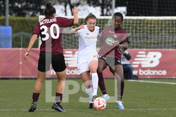 2023-02-08 - Mina Bergersen of AS Roma Women and Hawa Sangaré of Pomigliano Calcio Femminile during the second leg of the quarterfinal match of the Women's Italian Cup between A.S. Roma vs Pomigliano Calcio Donne on February 8, 2023 at Stadio Tre Fontane, Rome, Italy. - ROMA WOMEN VS POMIGLIANO FEMMINILE - WOMEN ITALIAN CUP - SOCCER