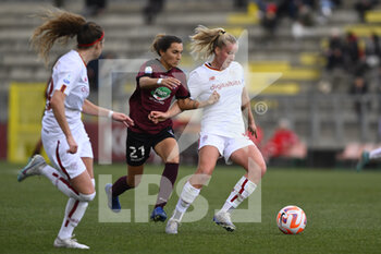 2023-02-08 - Zara Kramzar of AS Roma Women  and Virginia Di Giammarino of Pomigliano Calcio Femminile during the second leg of the quarterfinal match of the Women's Italian Cup between A.S. Roma vs Pomigliano Calcio Donne on February 8, 2023 at Stadio Tre Fontane, Rome, Italy. - ROMA WOMEN VS POMIGLIANO FEMMINILE - WOMEN ITALIAN CUP - SOCCER