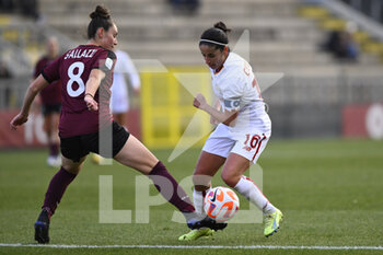 2023-02-08 - Claudia Ciccotti of AS Roma Women and Valentina Gallazzi of Pomigliano Calcio Femminile during the second leg of the quarterfinal match of the Women's Italian Cup between A.S. Roma vs Pomigliano Calcio Donne on February 8, 2023 at Stadio Tre Fontane, Rome, Italy. - ROMA WOMEN VS POMIGLIANO FEMMINILE - WOMEN ITALIAN CUP - SOCCER