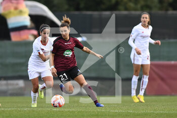 2023-02-08 - Virginia Di Giammarino of Pomigliano Calcio Femminile and Claudia Ciccotti of AS Roma Women during the second leg of the quarterfinal match of the Women's Italian Cup between A.S. Roma vs Pomigliano Calcio Donne on February 8, 2023 at Stadio Tre Fontane, Rome, Italy. - ROMA WOMEN VS POMIGLIANO FEMMINILE - WOMEN ITALIAN CUP - SOCCER