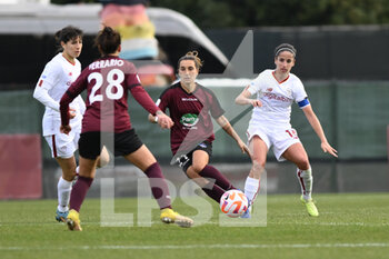 2023-02-08 - Virginia Di Giammarino of Pomigliano Calcio Femminile and Claudia Ciccotti of AS Roma Women during the second leg of the quarterfinal match of the Women's Italian Cup between A.S. Roma vs Pomigliano Calcio Donne on February 8, 2023 at Stadio Tre Fontane, Rome, Italy. - ROMA WOMEN VS POMIGLIANO FEMMINILE - WOMEN ITALIAN CUP - SOCCER