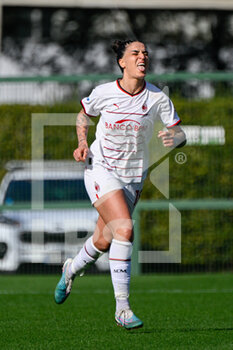 2023-03-11 - Martina Piemonte (AC Milan) celebrates after scoring the goal 0-1 during the Coppa Italia Frecciarossa semifinal match between AS Roma vs AC Milan at the Tre Fontane Stadium in Rome on 11 March 2023. - SEMIFINAL - AS ROMA VS AC MILAN - WOMEN ITALIAN CUP - SOCCER