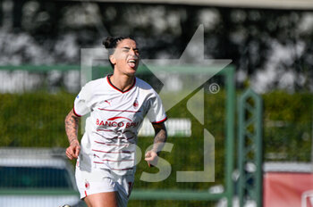 2023-03-11 - Martina Piemonte (AC Milan) celebrates after scoring the goal 0-1 during the Coppa Italia Frecciarossa semifinal match between AS Roma vs AC Milan at the Tre Fontane Stadium in Rome on 11 March 2023. - SEMIFINAL - AS ROMA VS AC MILAN - WOMEN ITALIAN CUP - SOCCER