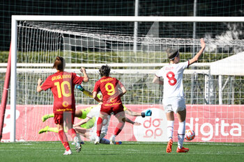 2023-03-11 - Valentina Giacinti (AS Roma Women) goal 2-1 during the Coppa Italia Frecciarossa semifinal match between AS Roma vs AC Milan at the Tre Fontane Stadium in Rome on 11 March 2023. - SEMIFINAL - AS ROMA VS AC MILAN - WOMEN ITALIAN CUP - SOCCER