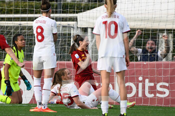 2023-03-11 - Maria Losada (AS Roma Women) celebrates after scoring the goal 3-2 during the Coppa Italia Frecciarossa semifinal match between AS Roma vs AC Milan at the Tre Fontane Stadium in Rome on 11 March 2023. - SEMIFINAL - AS ROMA VS AC MILAN - WOMEN ITALIAN CUP - SOCCER
