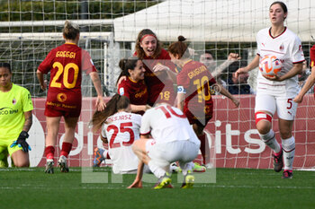 2023-03-11 - Maria Losada (AS Roma Women) celebrates after scoring the goal 3-2 during the Coppa Italia Frecciarossa semifinal match between AS Roma vs AC Milan at the Tre Fontane Stadium in Rome on 11 March 2023. - SEMIFINAL - AS ROMA VS AC MILAN - WOMEN ITALIAN CUP - SOCCER