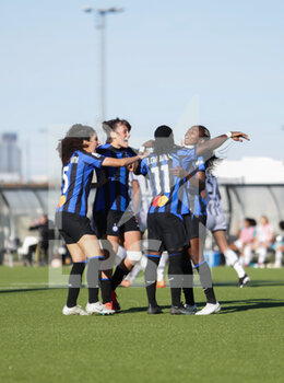 2023-03-11 - Tabitha Chawinga of FC Internazionale and team mates after a goal during the second leg of the women’s  Coppa Italia’s semifinal football math between Juventus Women and Inter Women on 11 March 2023 at Juventus Training Ground in Vinovo near Turin, Italy Photo Nderim Kaceli - JUVENTUS FC VS INTER - FC INTERNAZIONALE - WOMEN ITALIAN CUP - SOCCER