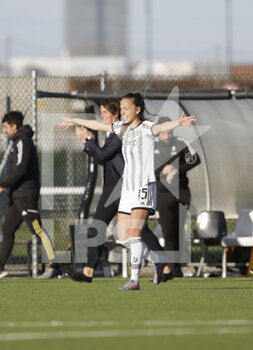 2023-03-11 - Julia Grosso of Juventus celebrting during the second leg of the women’s  Coppa Italia’s semifinal football math between Juventus Women and Inter Women on 11 March 2023 at Juventus Training Ground in Vinovo near Turin, Italy Photo Nderim Kaceli - JUVENTUS FC VS INTER - FC INTERNAZIONALE - WOMEN ITALIAN CUP - SOCCER