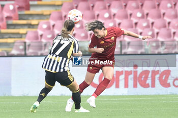 2023-06-04 - Sara Bjoak of Juventus FC competes for the ball with Valentina Giancinti of AS Roma during the Italian Cup Final between AS Roma vs Juventus FC at Arechi Stadium - FINAL - JUVENTUS FC VS AS ROMA - WOMEN ITALIAN CUP - SOCCER