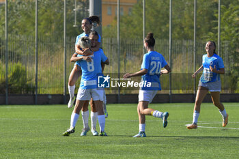 2023-09-10 - Napoli players celebrate the first goal during the match Linkem Res Roma VIII vs Napoli Femminile Round of 16 of Italian Women's Cup at Raimondo Vianello Stadium on September 10, 2023 in Rome, Italy - RES ROMA VS NAPOLI FEMMINILE - WOMEN ITALIAN CUP - SOCCER