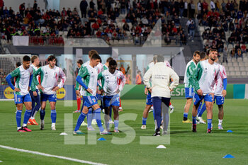 2023-03-26 - Players of Italy warm up - EUROPEAN QUALIFIERS - MALTA VS ITALY - UEFA EUROPEAN - SOCCER