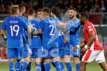 2023-03-26 - Matteo Pessina (Italy) celebrates after scoring a goal with teammates - EUROPEAN QUALIFIERS - MALTA VS ITALY - UEFA EUROPEAN - SOCCER