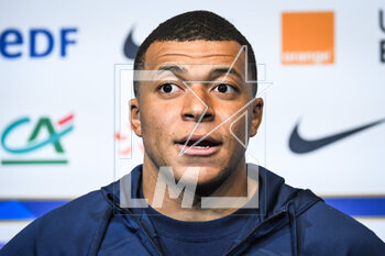 2023-03-23 - Kylian MBAPPE of France during the press conference of the French team ahead of the UEFA Euro 2024, European Qualifiers football match between France and Netherlands, on March 23, 2023 at Stade de France in Saint-Denis near Paris, France - FOOTBALL - FRANCE V NETHERLANDS - TRAINING AND PRESS CONFERENCE - UEFA EUROPEAN - SOCCER
